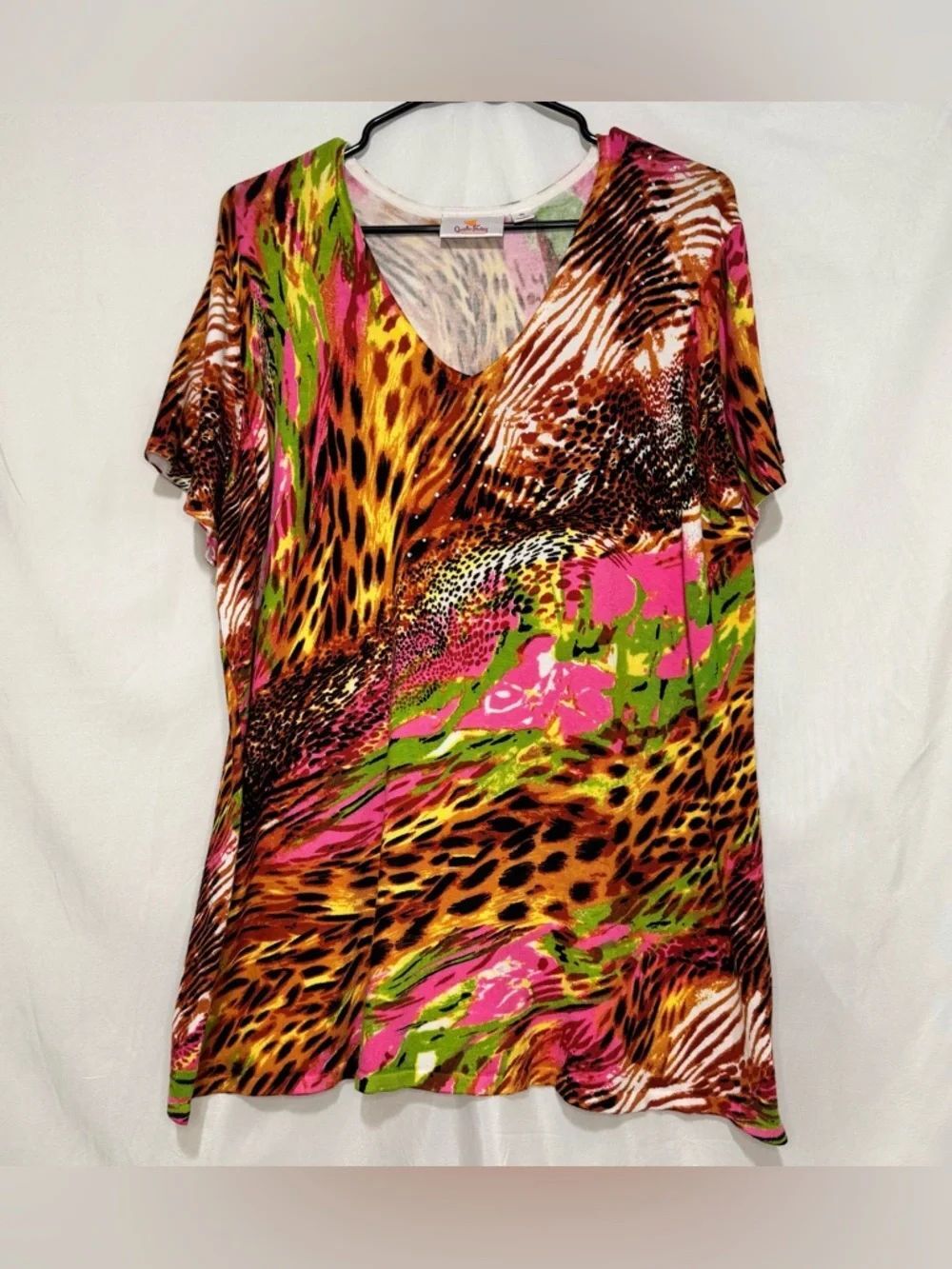 Quacker Factory Animal Print Knit Sweater Top